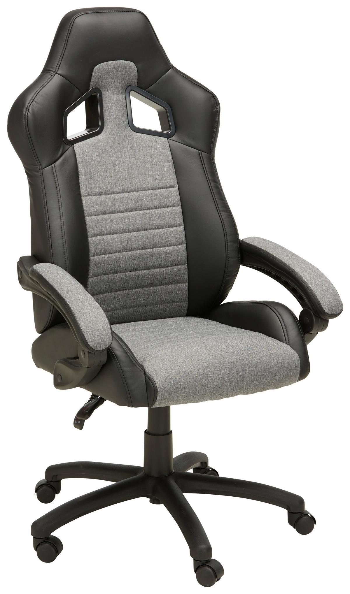 chaise gaming in Grau/Schwarz - Schwarz/Grau, Modern, Holz/Kunststoff (65/124,5/50cm) - Mömax