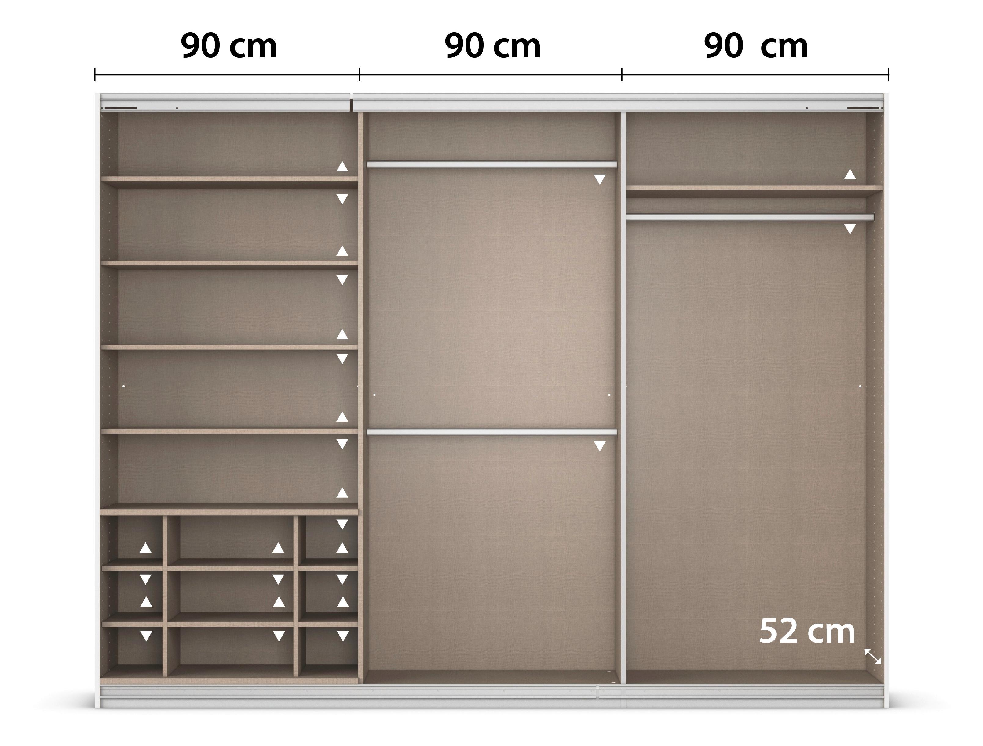 Schwebetürenschrank Kulmbach in Weiß ca. 271x210x62cm - Alufarben/Weiß, KONVENTIONELL, Glas/Holzwerkstoff (271/210/62cm) - Mömax