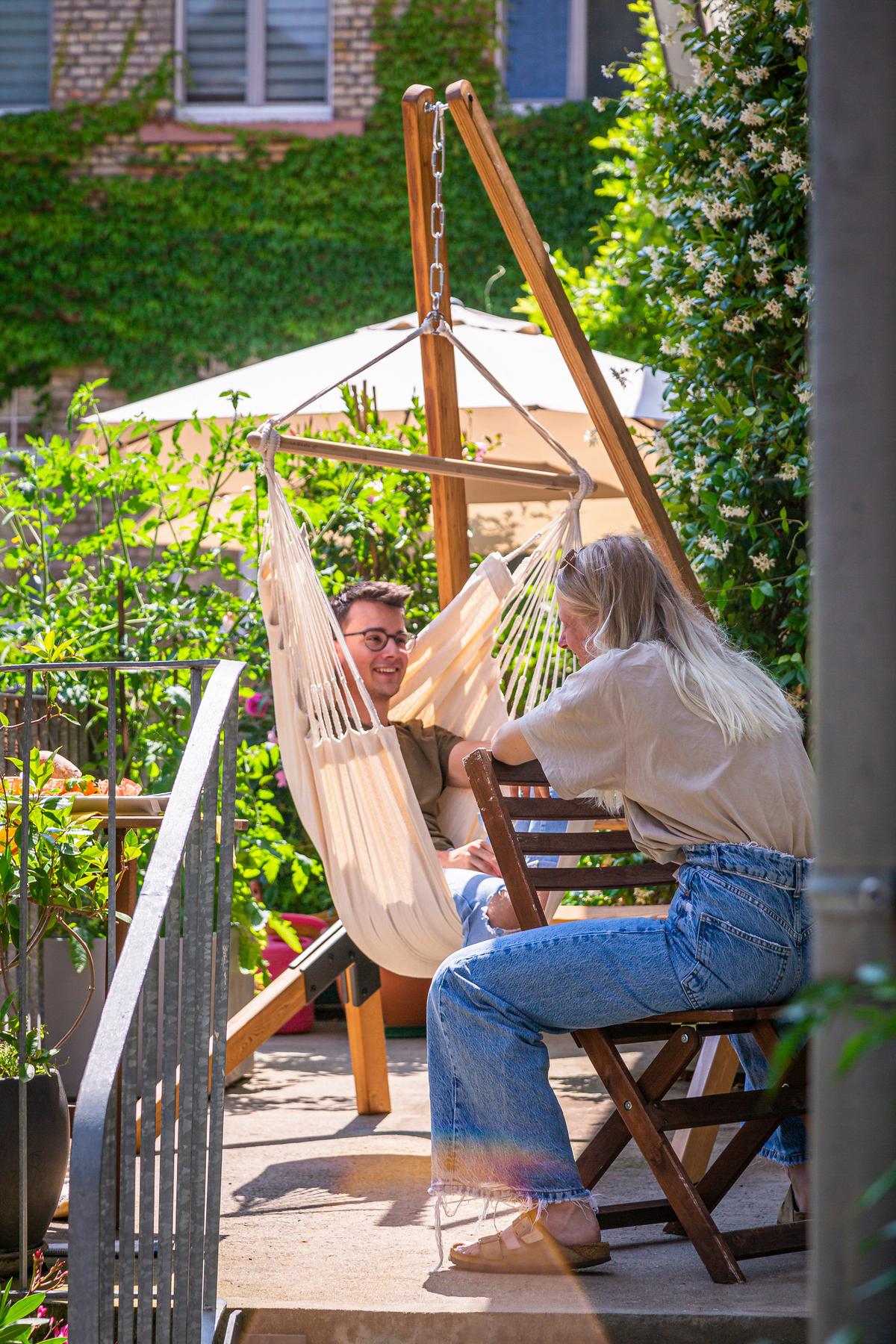 Hängesessel Basic Hammock Echtholz Weiß - Weiß, KONVENTIONELL, Holz/Textil (90/145/140cm) - La Siesta