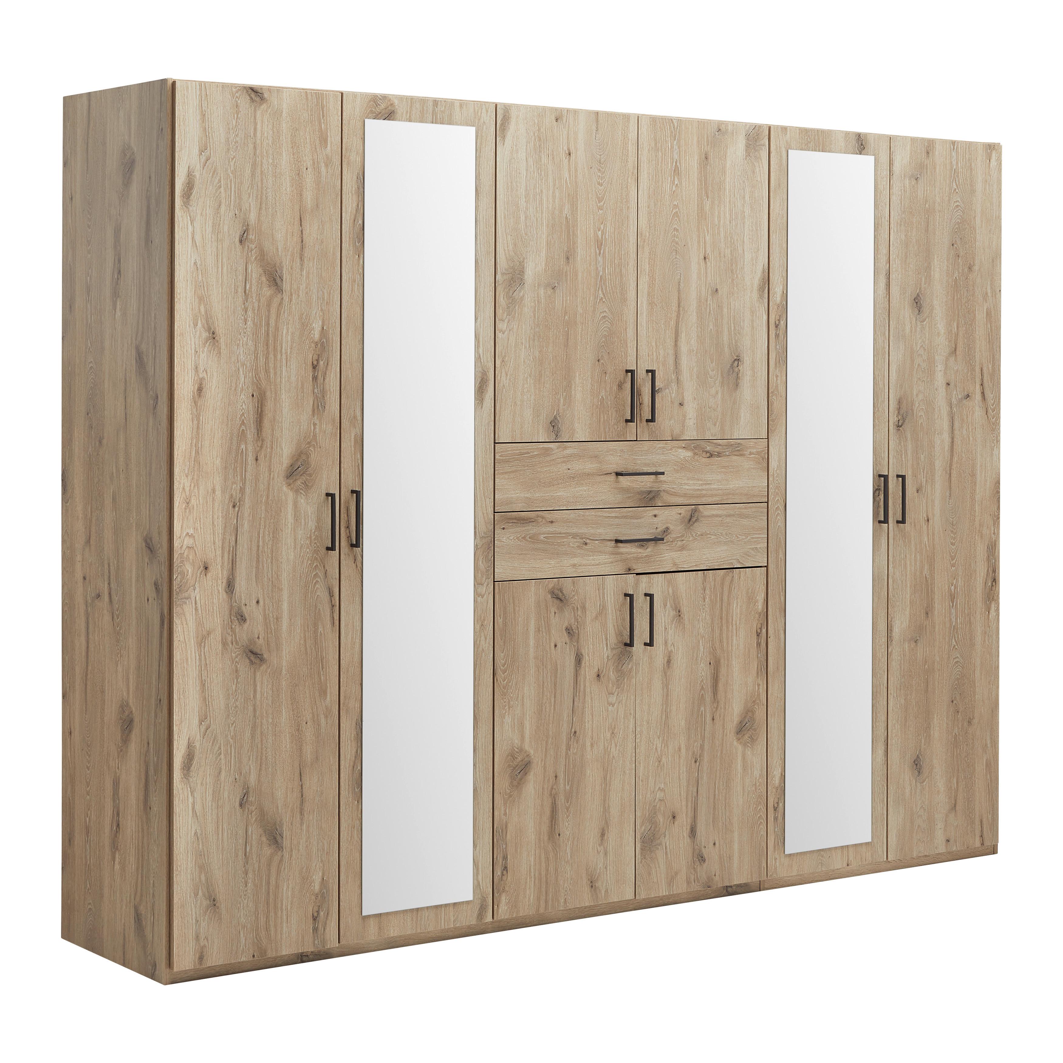 Drehtürenschrank Dillingen Eichefarben - Eichefarben/Schwarz, KONVENTIONELL, Glas/Holzwerkstoff (270/208/58cm) - Modern Living