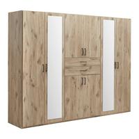 armoire à portes battantes Eichefarben - Eichefarben/Schwarz, Konventionell, Glas/Holzwerkstoff (270/208/58cm) - Mömax