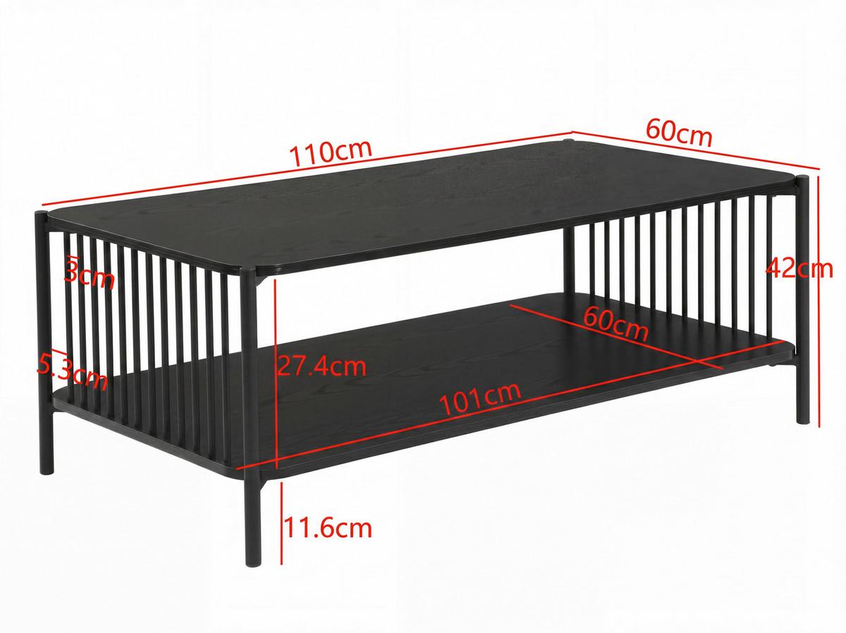 Couchtisch Wl7.637 - Schwarz, Design, Holzwerkstoff/Metall (110/60/42cm) - Livetastic