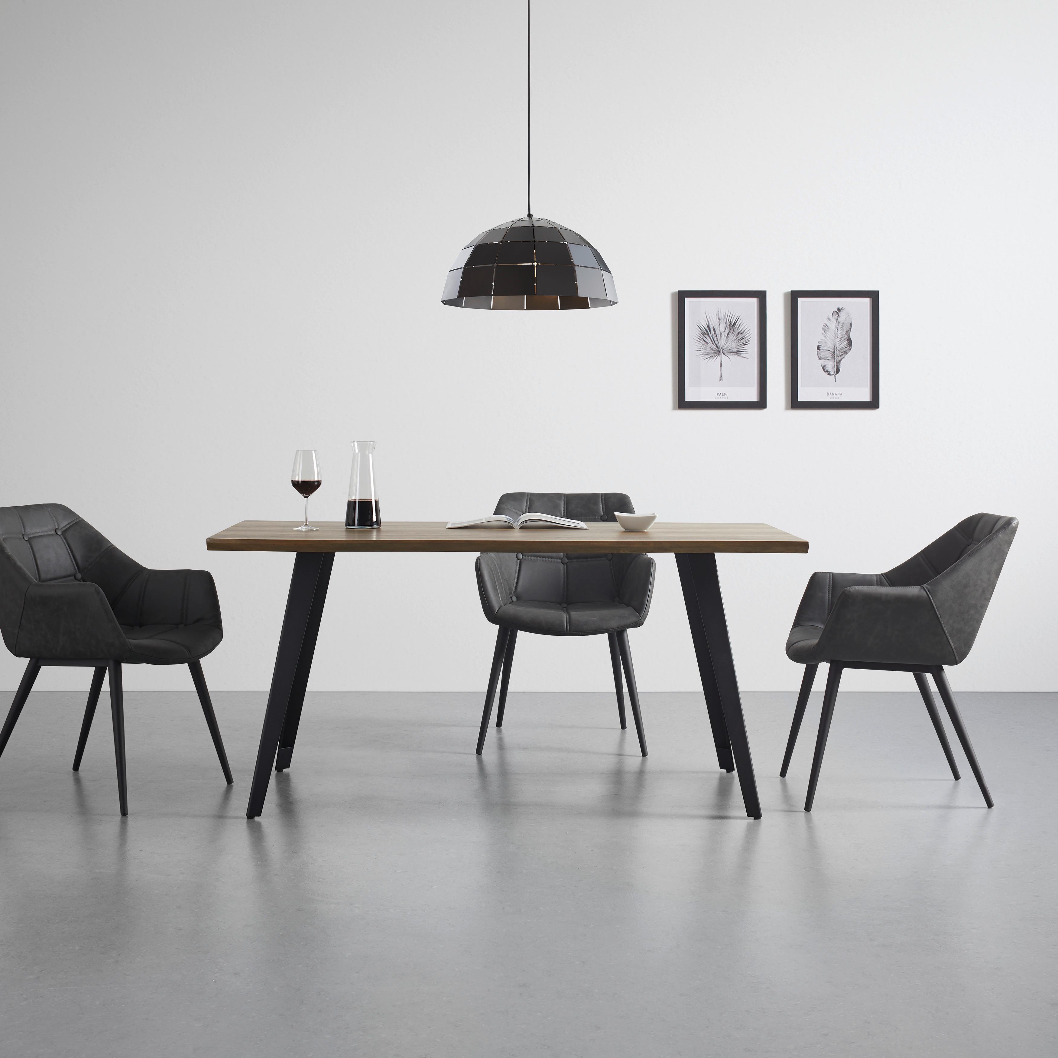 MATBORD DIEGO - svart/ekfärgad, Modern, metall/trämaterial (160/90/76cm) - Bessagi Home