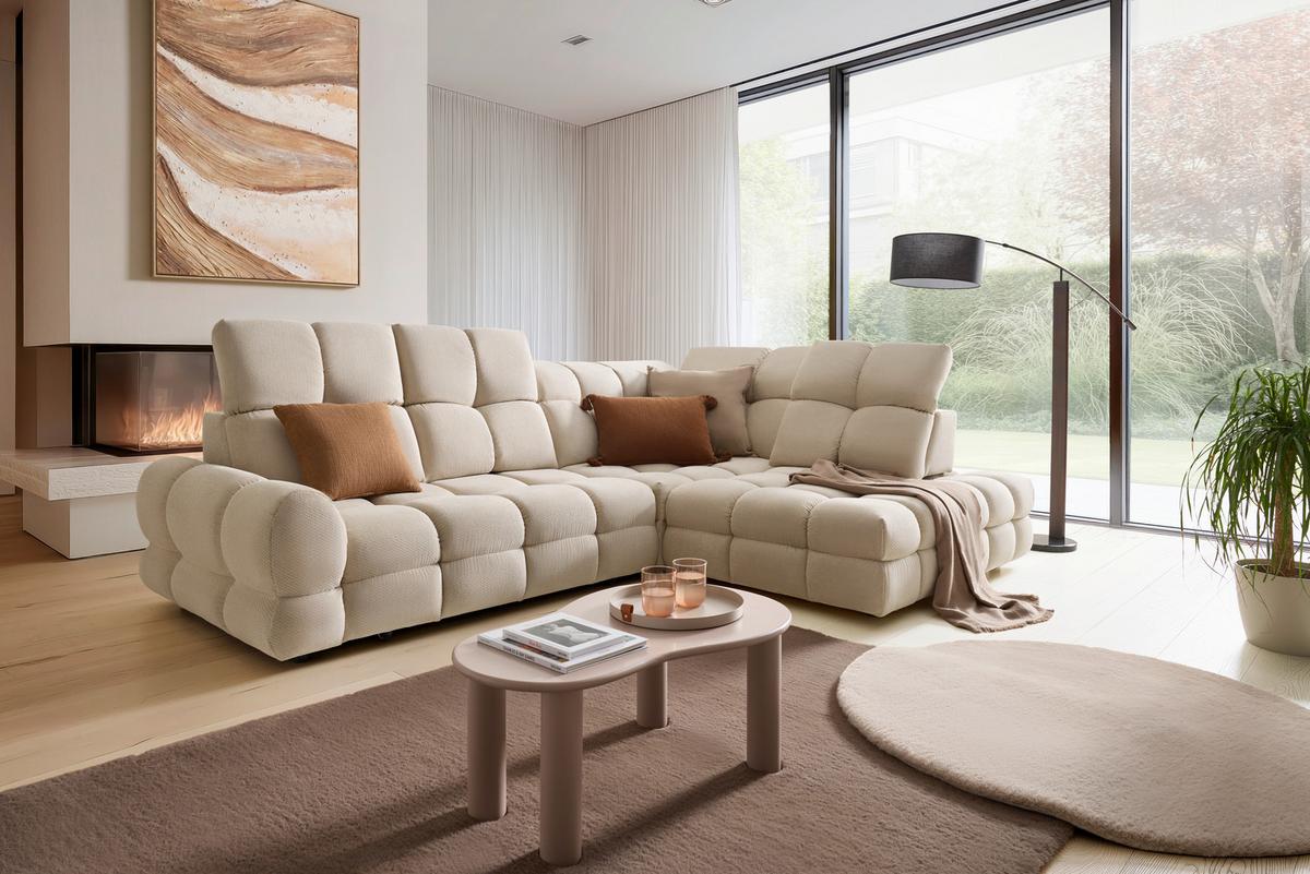 Ecksofa Tollo L Beige - Beige/Schwarz, MODERN, Holz/Holzwerkstoff (302/217cm) - Premium Living