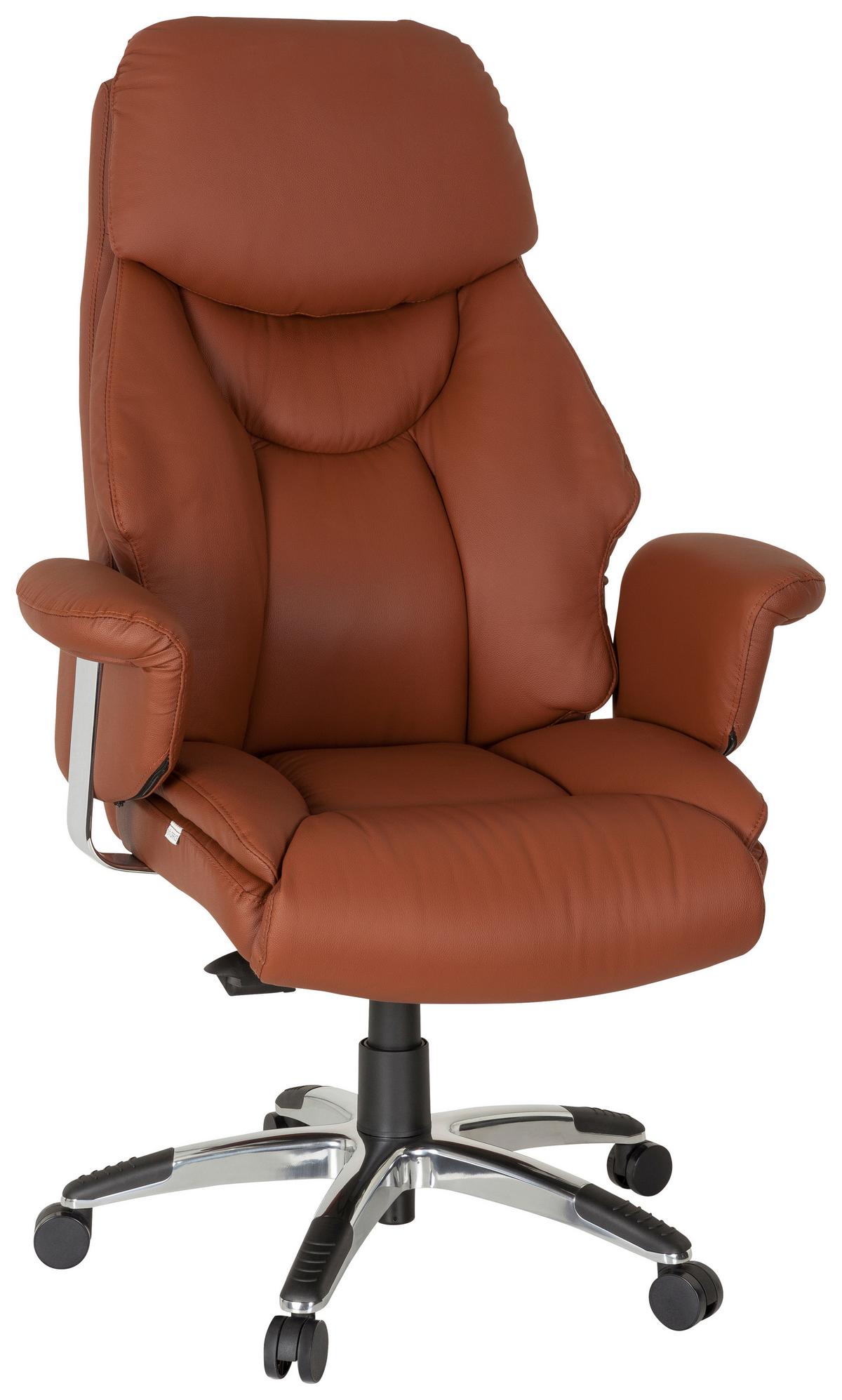 Chefsessel Prado Braun ca. 63x140x52cm - Chromfarben/Braun, MODERN, Leder/Kunststoff (63/140/52cm) - MID.YOU