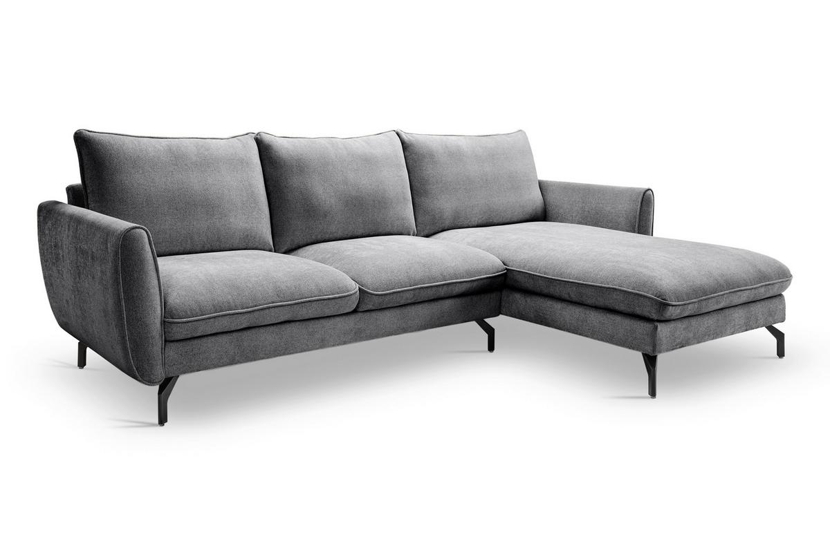 Ecksofa Toronto Grau - Schwarz/Grau, Basics, Holz/Textil (259/165cm) - MID.YOU