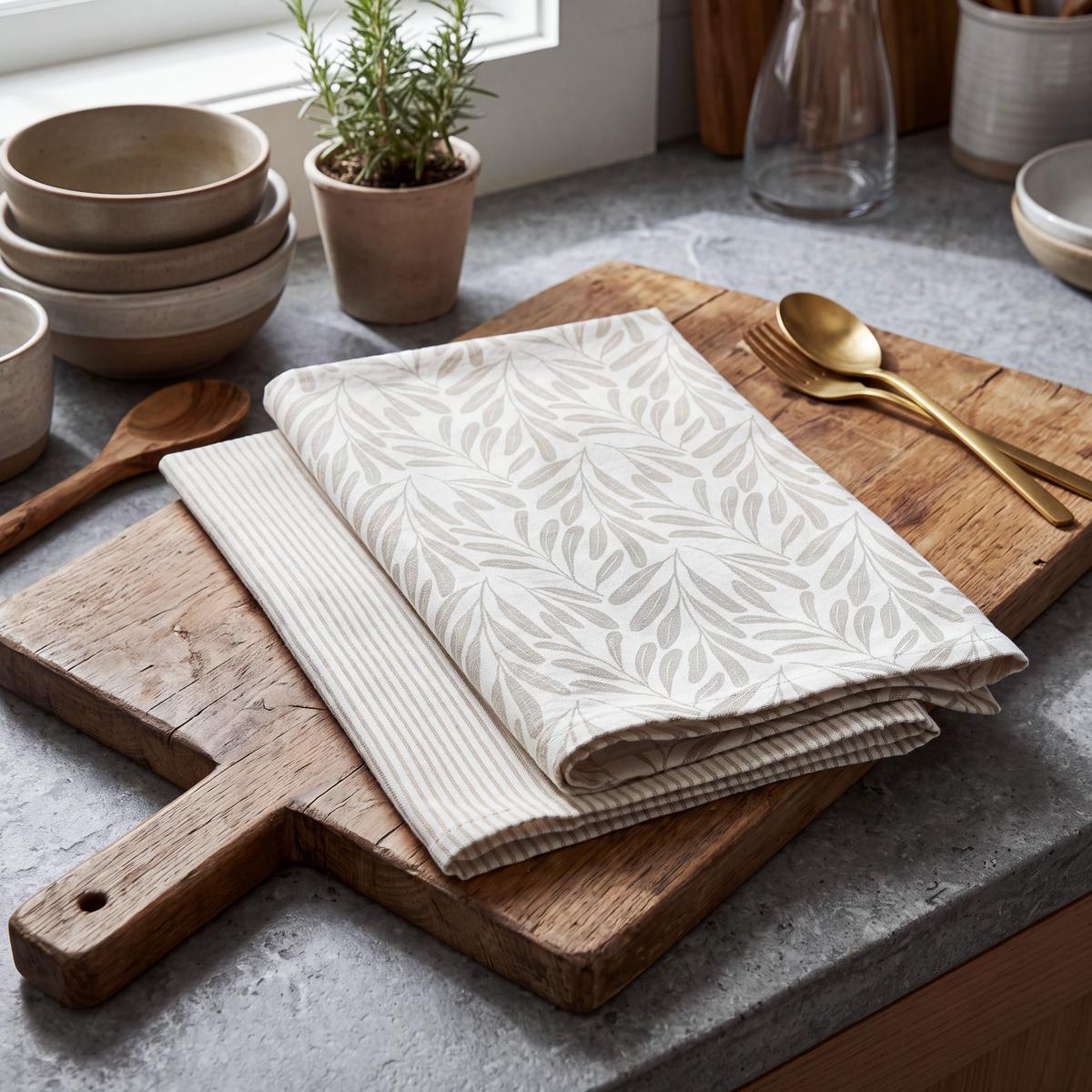 Geschirrtuch-Set Hanne Beige, 2-teilig - Beige, Textil (50/70cm) - Mömax