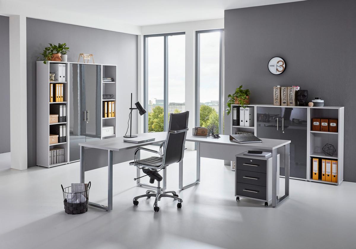 Aktenschrank Office Edition Grau - Anthrazit Hochglanz/Grau, MODERN, Holzwerkstoff (84,5/114/33cm) - MID.YOU