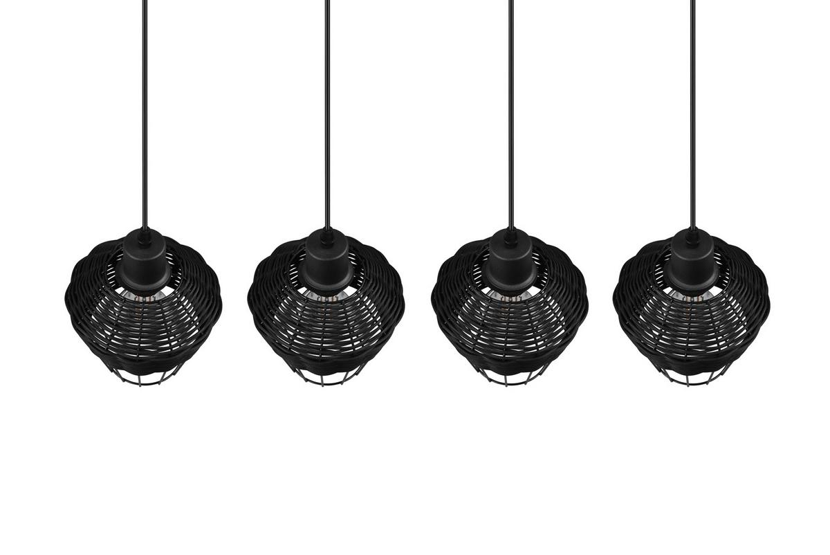 Pendelleuchte Borka Schwarz max. 40 Watt - Schwarz, ROMANTIK / LANDHAUS, Holz/Metall (95/150/17,5cm)