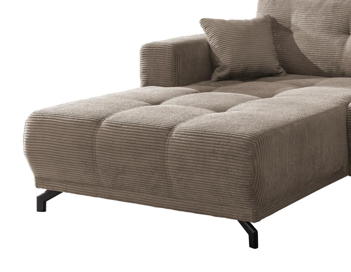 Wohnlandschaft Restato Graubraun Cord - Graubraun/Schwarz, MODERN, Holz/Textil (177/246cm) - MID.YOU