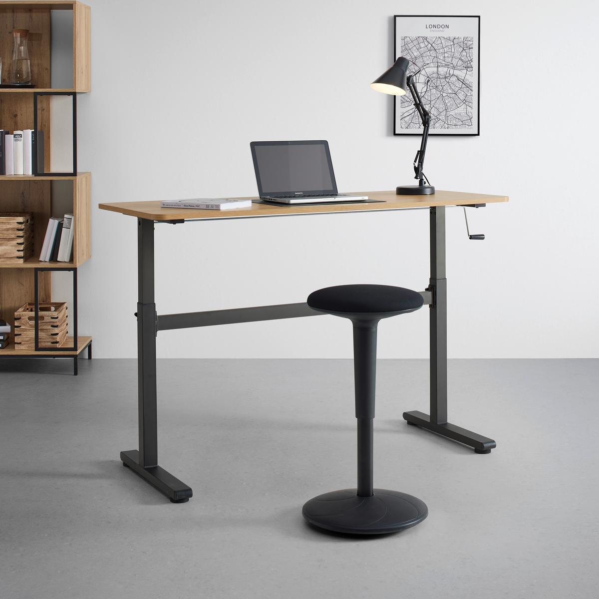 Schreibtisch Carmelo I in Schwarz/Eichefarben - Eichefarben/Schwarz, MODERN, Holzwerkstoff/Metall (140/70-117/60cm) - Mömax