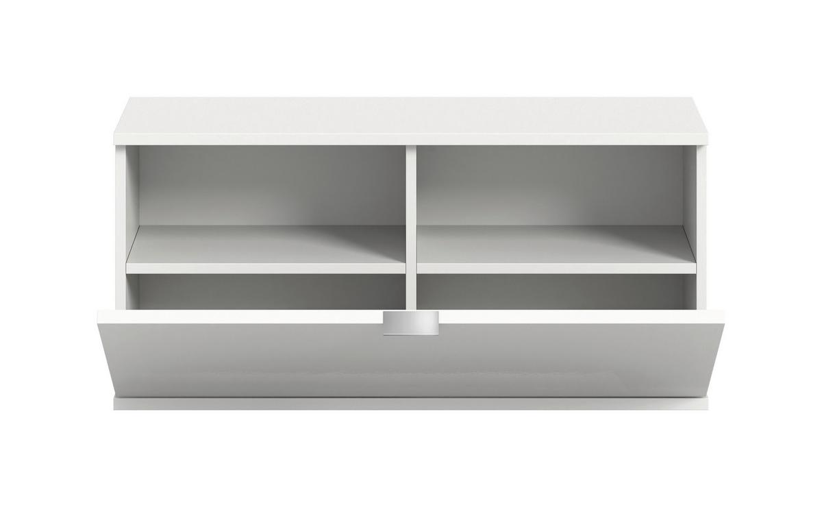 SCHUHBANK PROJEKT X - Weiss Hochglanz/Chromfarben, Design, Holzwerkstoff/Kunststoff (92/42/32cm) - Livetastic