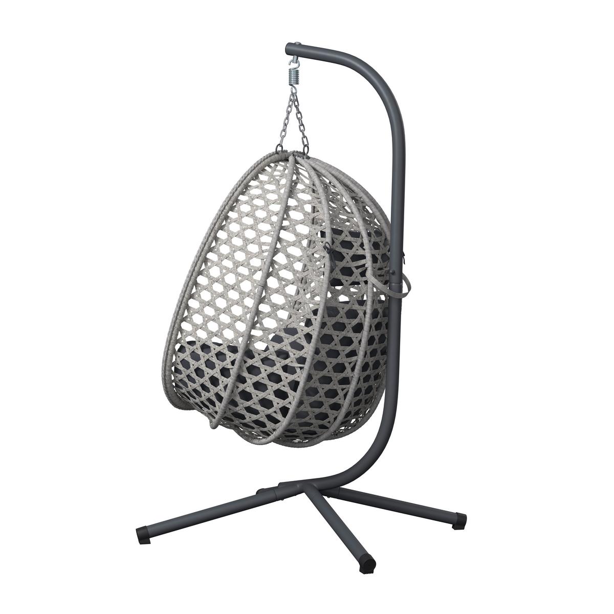 Függőfotel Amy - natúr színű/sötétszürke, Modern, műanyag/textil (95/196/103cm)