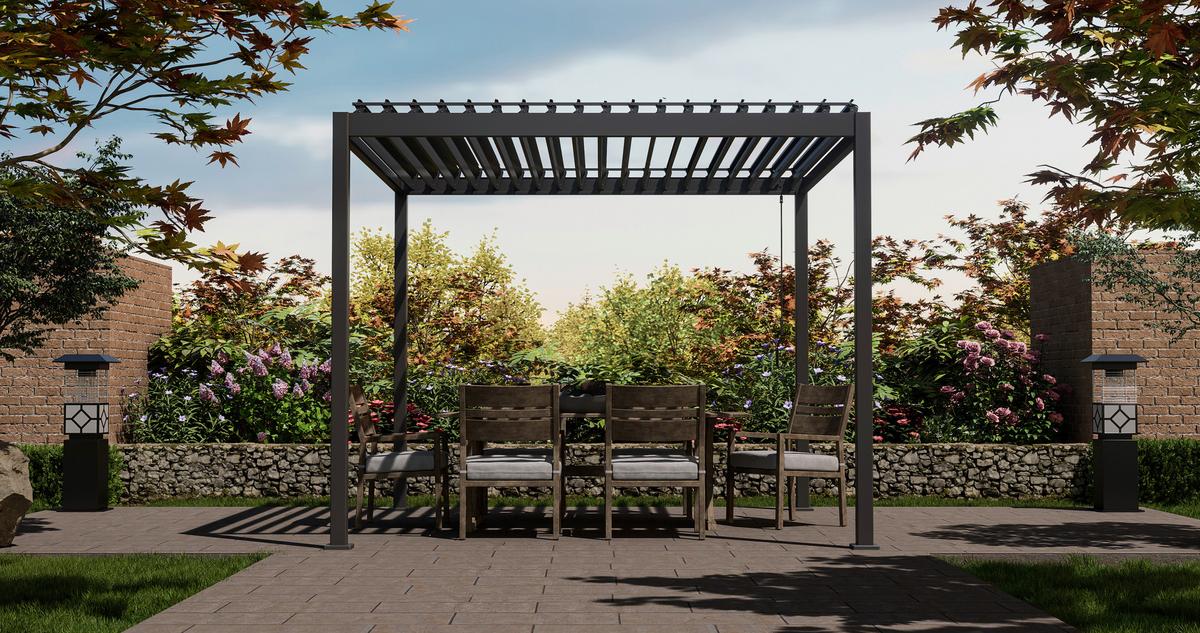 Pavillon Basic Anthrazit B/H ca. 360x240-250 cm - Anthrazit, Basics, Metall (360/240/300cm) - Gardenson