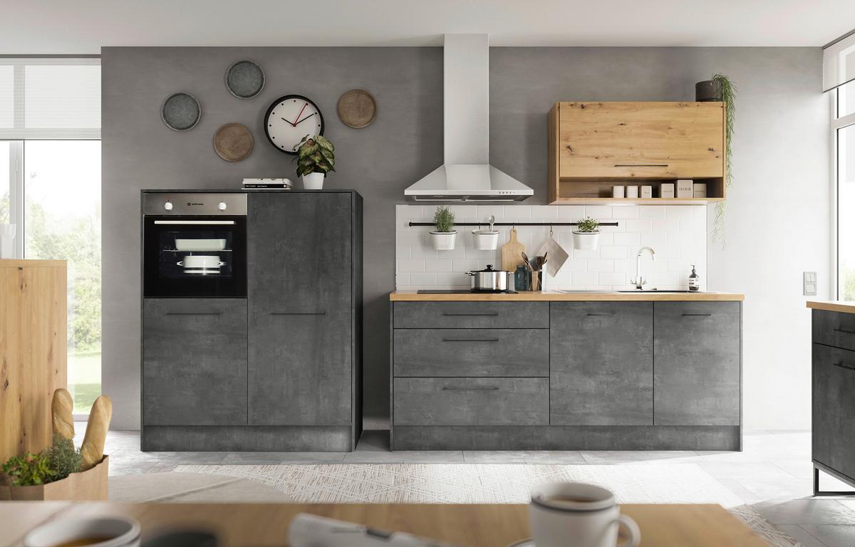 Kuhinjski Blok Brez Aparatov Toronto, Antracit, 203 + 123cm - črna/siva, Design, kovina/leseni material (203-123cm) - MID.YOU