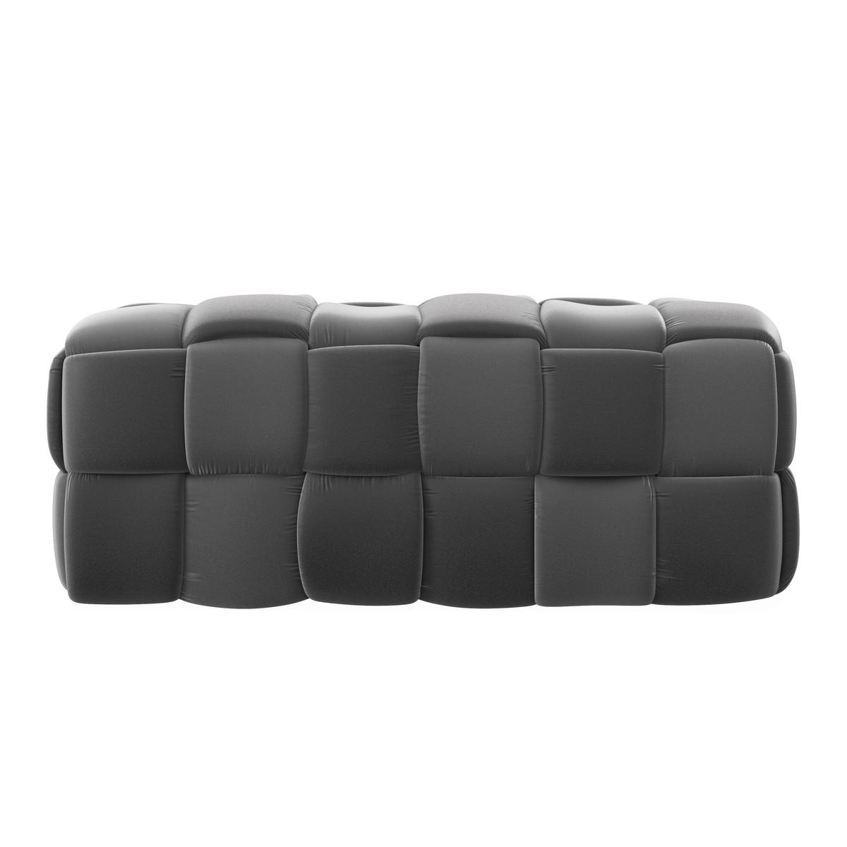 Hockerbank Ella Grau Samt Gepolstert - Schwarz/Grau, MODERN, Holz/Kunststoff (118/47/47cm) - Bessagi Home