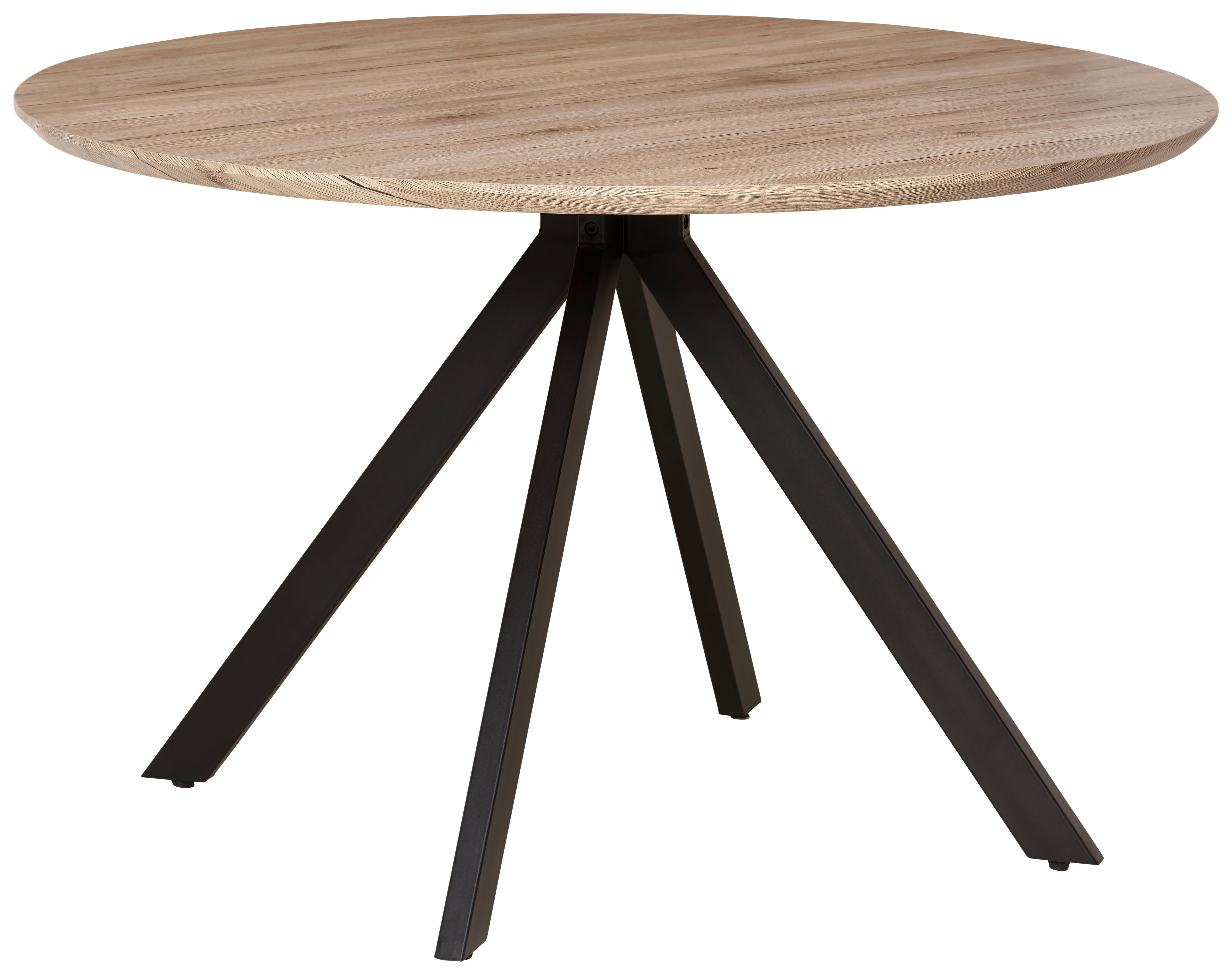 Jedilna Miza Leeds, Ø 120cm - črna/naravne barve, Trendi, kovina/leseni material (120/76/120cm) - Livetastic
