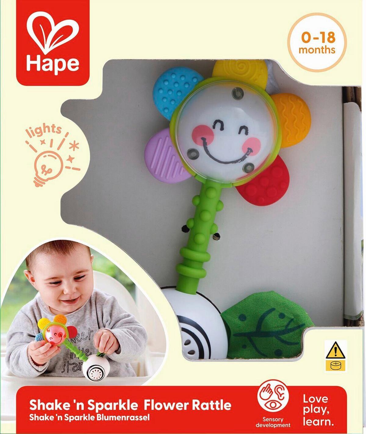 Csörgő Hape - többszínű, Basics, műanyag/textil (8,3/15,2/4,9cm) - Hape