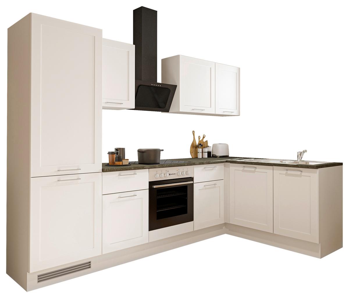 Eckküche Marseille mit Geräten ca. 280x175 cm Weiß - Chromfarben/Anthrazit, Design, Holzwerkstoff/Metall (280/175cm) - P & B