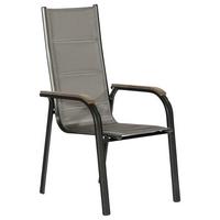 Gartensessel Trivero Braun/Graphitfarben stapelbar - Graphitfarben/Braun, KONVENTIONELL, Textil/Metall (60/108/74cm) - Gardenson