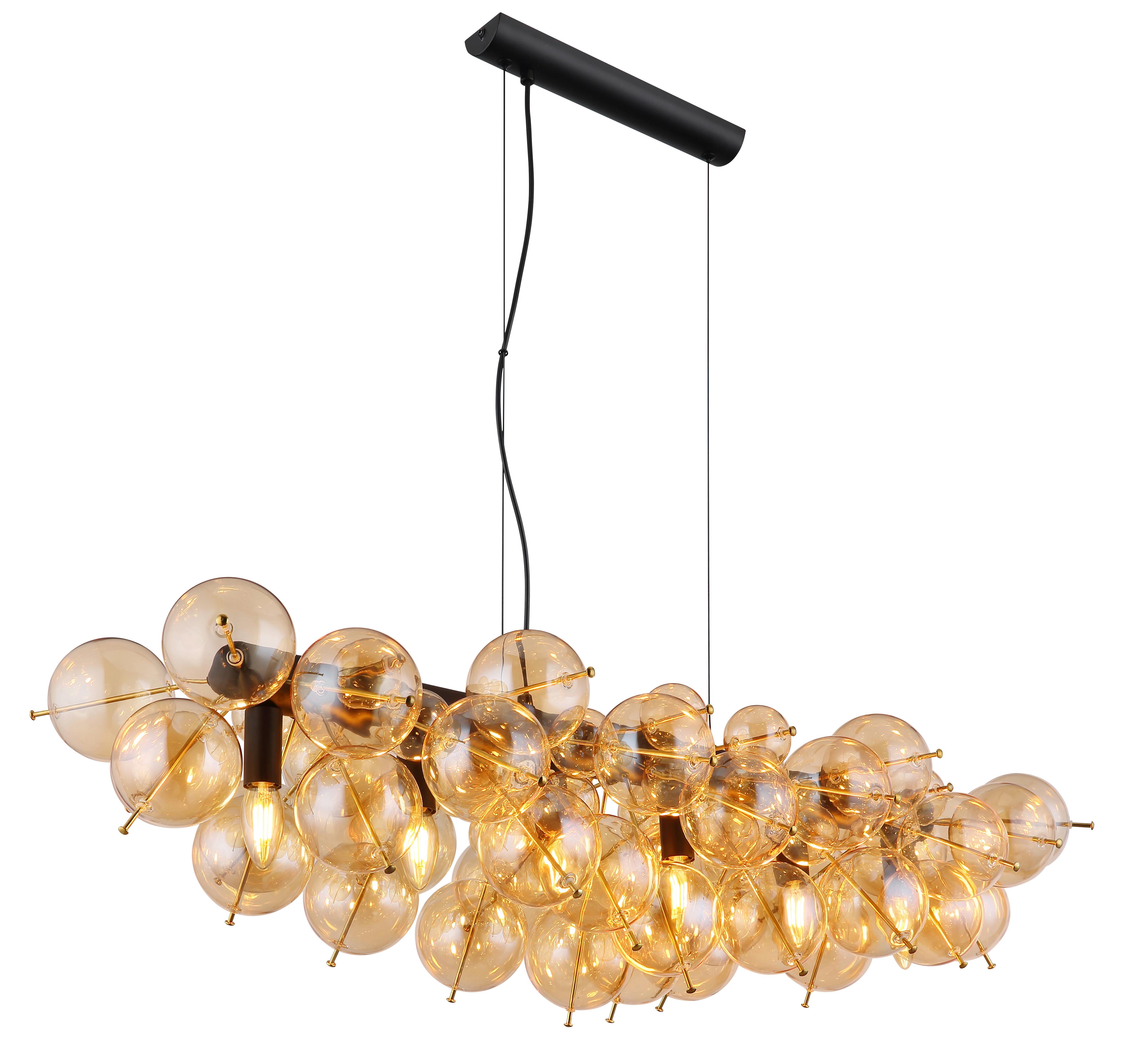 Hängeleuchte Udo Schwarz/Gold max. 25 Watt - Goldfarben/Schwarz, Design, Glas/Metall (103/47/120cm) - Globo