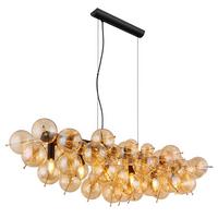 Hängeleuchte Udo Schwarz/Gold max. 25 Watt - Goldfarben/Schwarz, Design, Glas/Metall (103/47/120cm) - Globo