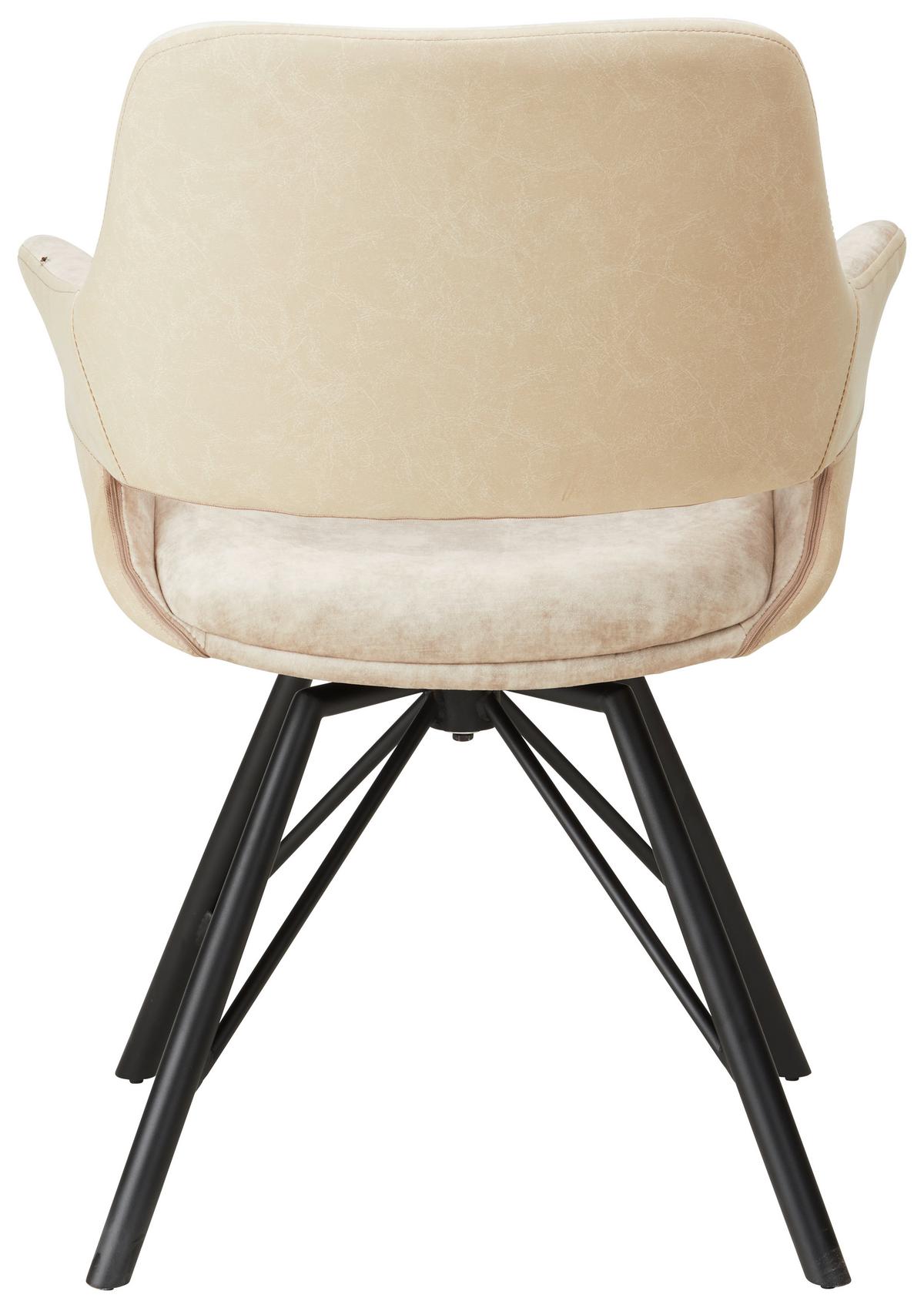 Armlehnstuhl in Beige/Schwarz - Beige/Schwarz, Modern, Textil/Metall (61/85/62,5cm) - Premium Living