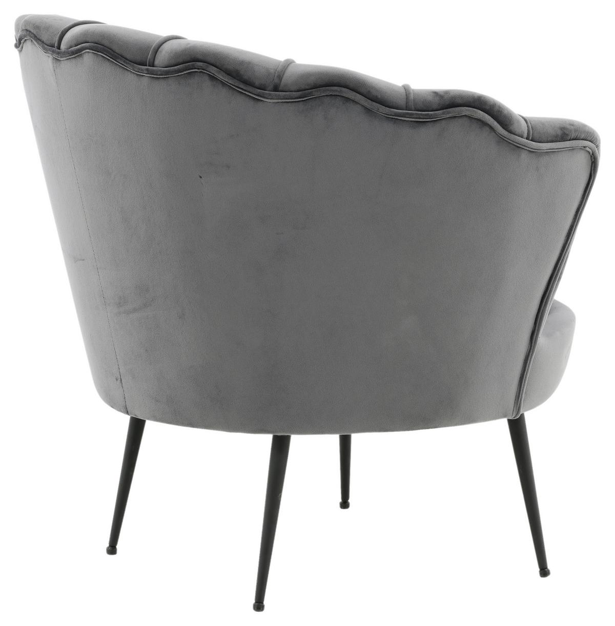 Sessel Calais ca. 83x76 cm Dunkelgrau Samt - Dunkelgrau/Schwarz, Design, Textil/Metall (83/76/77cm) - Livetastic