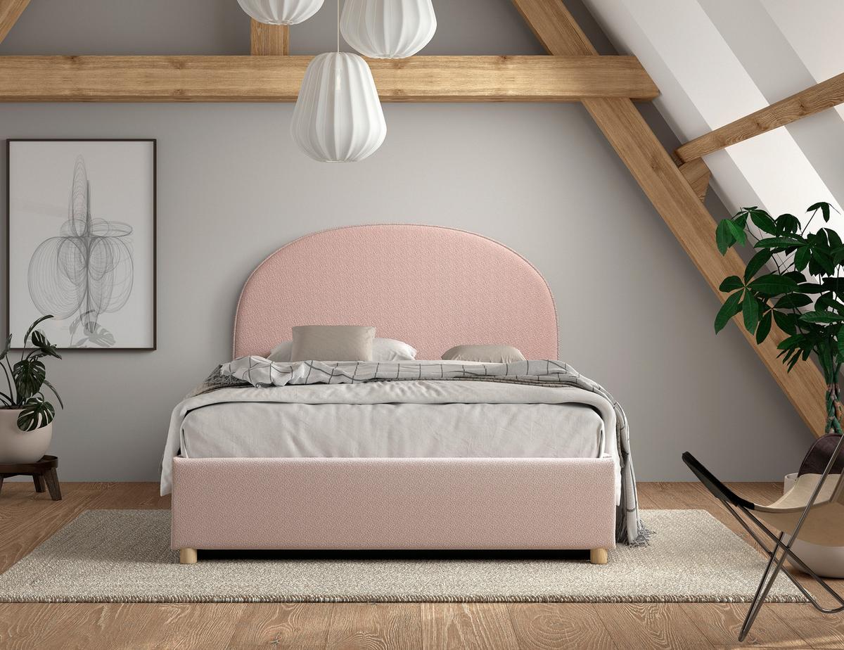 Kinder-/Juniorbett MOON Rosa ca. 140x200 cm Bouclé - Naturfarben/Rosa, ROMANTIK / LANDHAUS, Holz/Textil (140/200cm) - Vipack