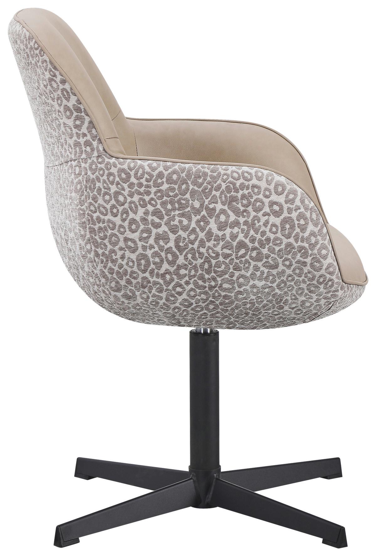 Naslanjač Leona - črna/bež, Design, kovina/tekstil (61/87/63cm) - Mömax