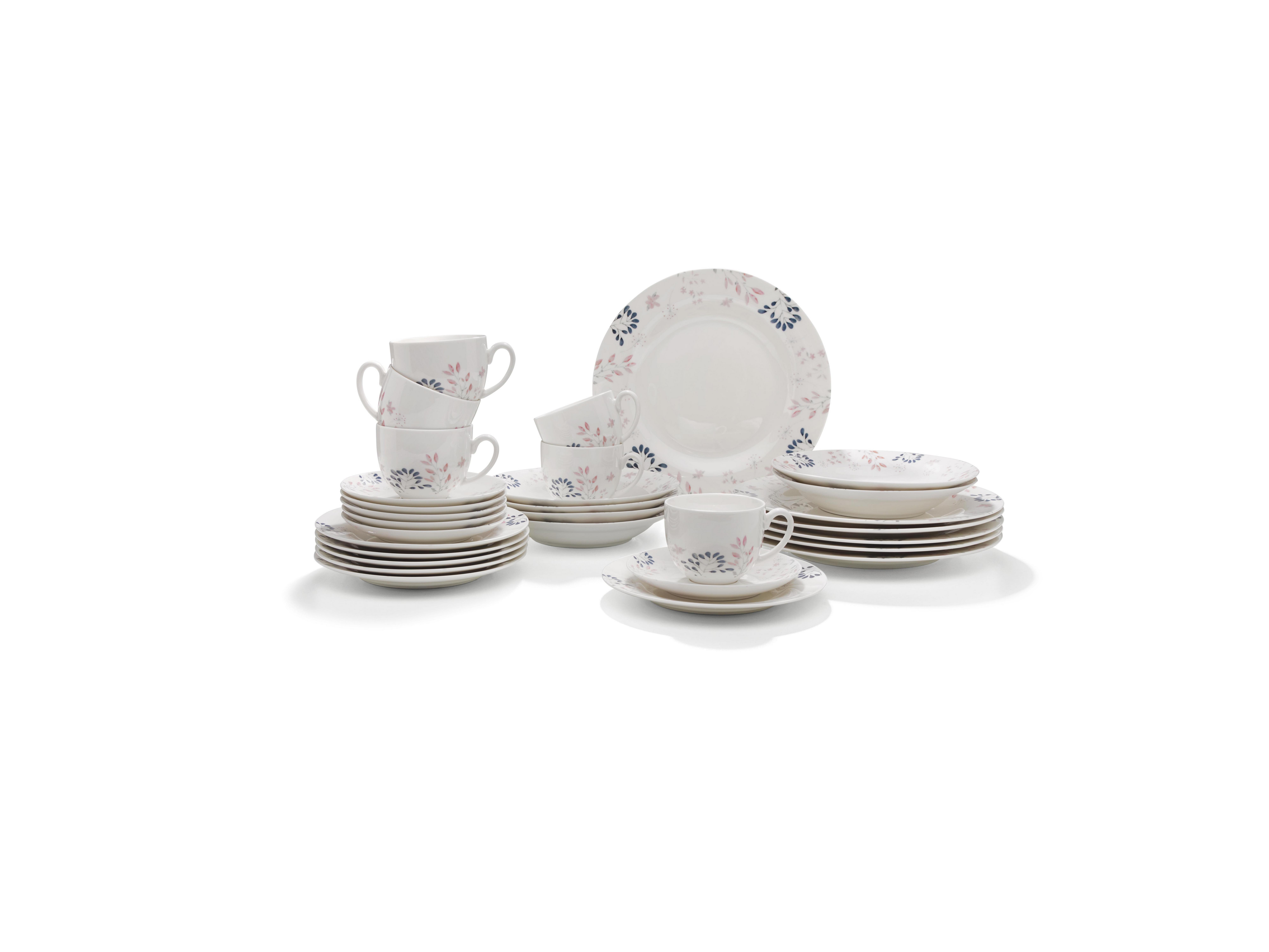 Kombiservice Blossoms aus Keramik, 30-teilig - Multicolor, ROMANTIK / LANDHAUS, Keramik - Mömax modern living