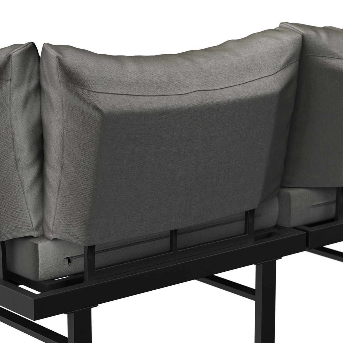 Lounge Garnitura Zürich, Akacija, Kovina, 4-Delno - siva/naravne barve, Moderno, kovina/steklo (261/261cm) - Beldano