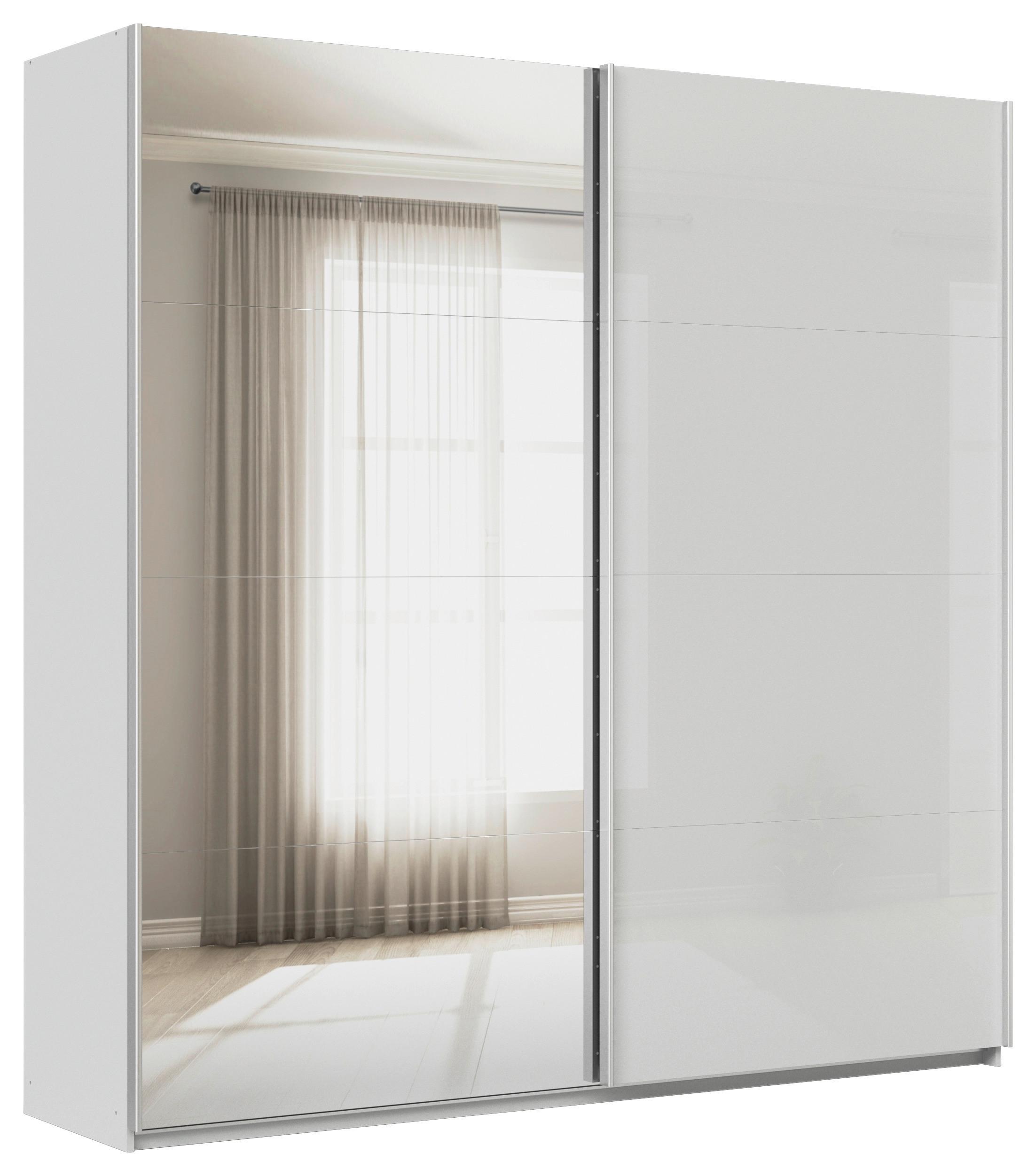 Ormar S Kliznim Vratima Feldkirch - siva visoki sjaj/srebrne boje, Moderno, staklo/drvni materijal (225/229/62cm) - Modern Living