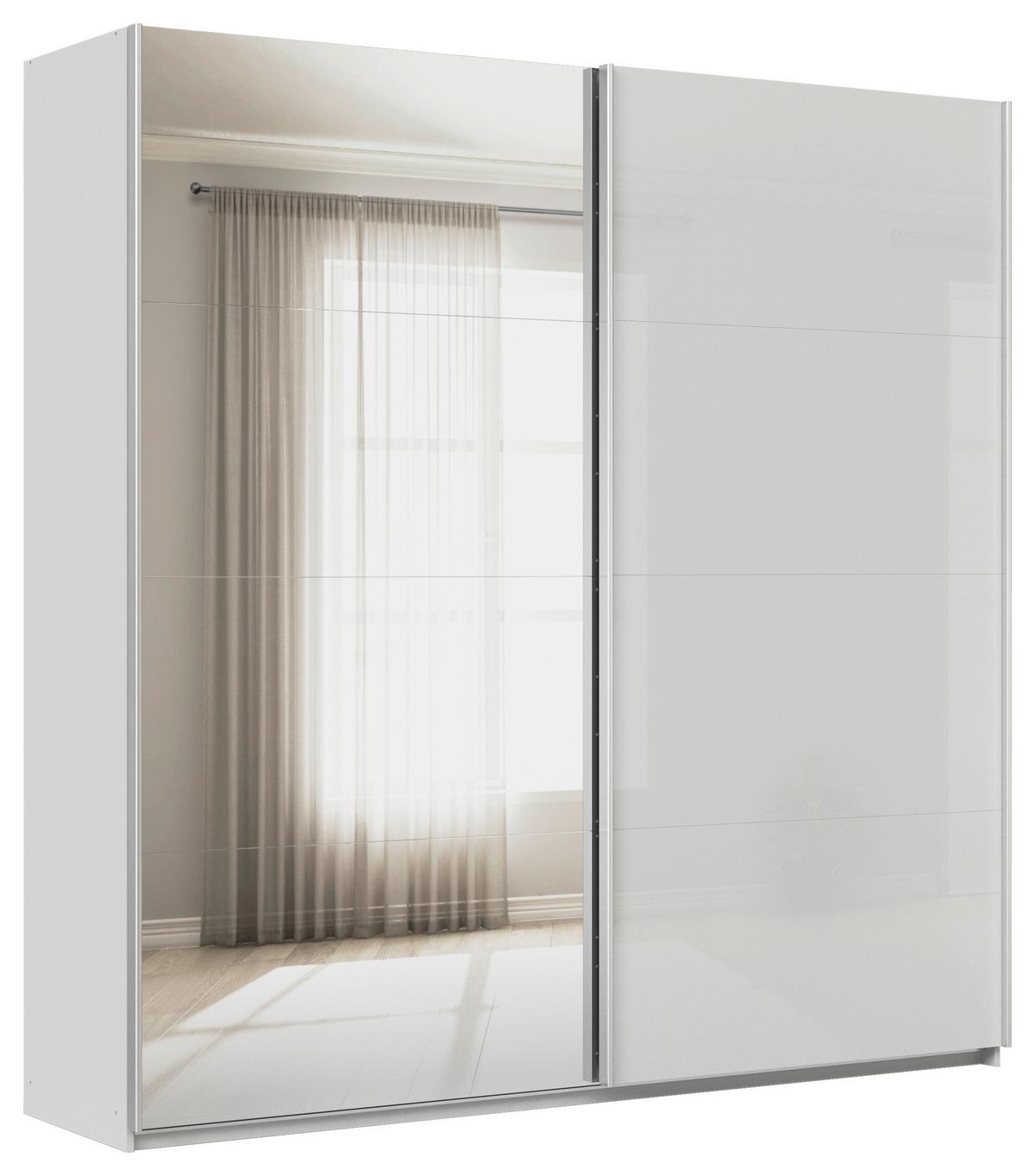 Ormar S Kliznim Vratima Feldkirch - siva visoki sjaj/srebrne boje, Moderno, staklo/drvni materijal (225/229/62cm) - Modern Living