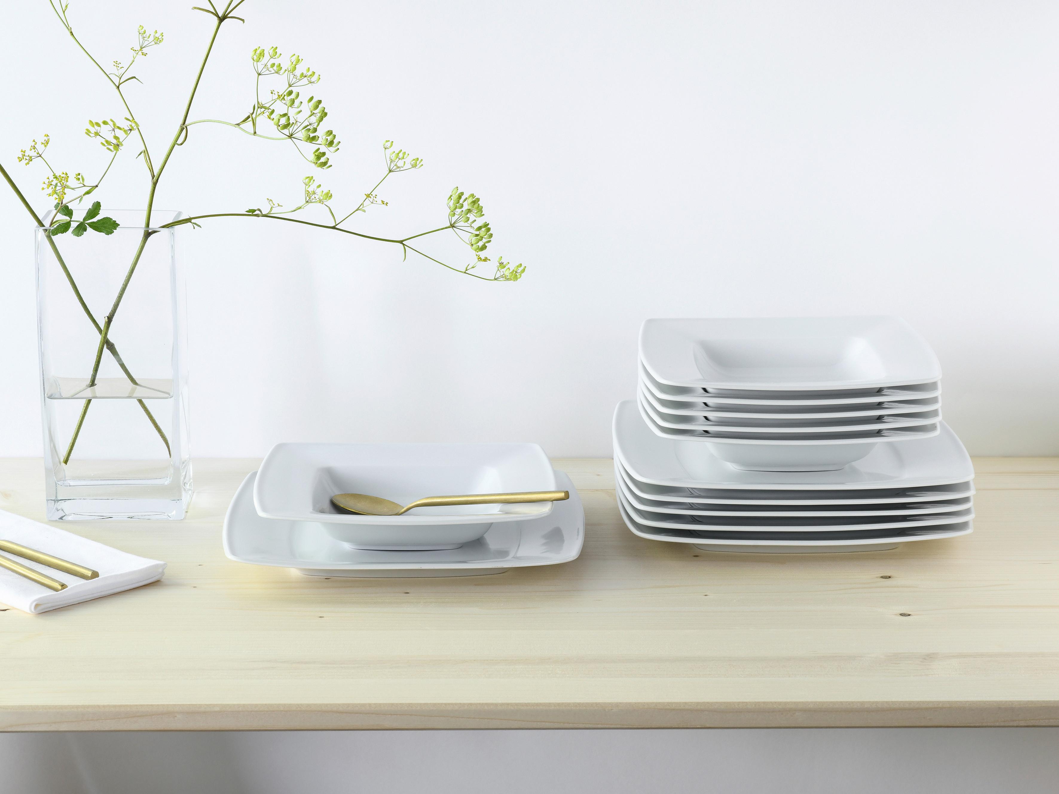 Jedilni Servis Victoria, 12-Delni - bela, Basics, keramika - Creatable