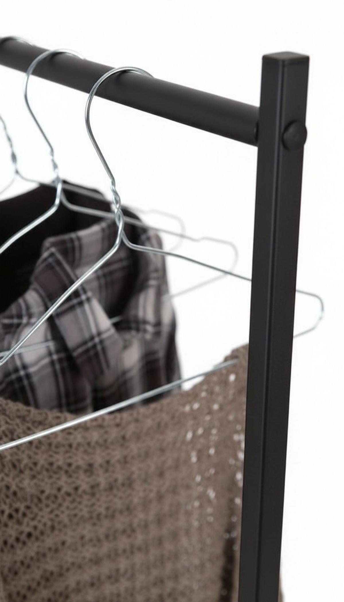 STOJAK NA UBRANIA LINUS - czarny, Trend, metal (80/160/40cm) - Carryhome