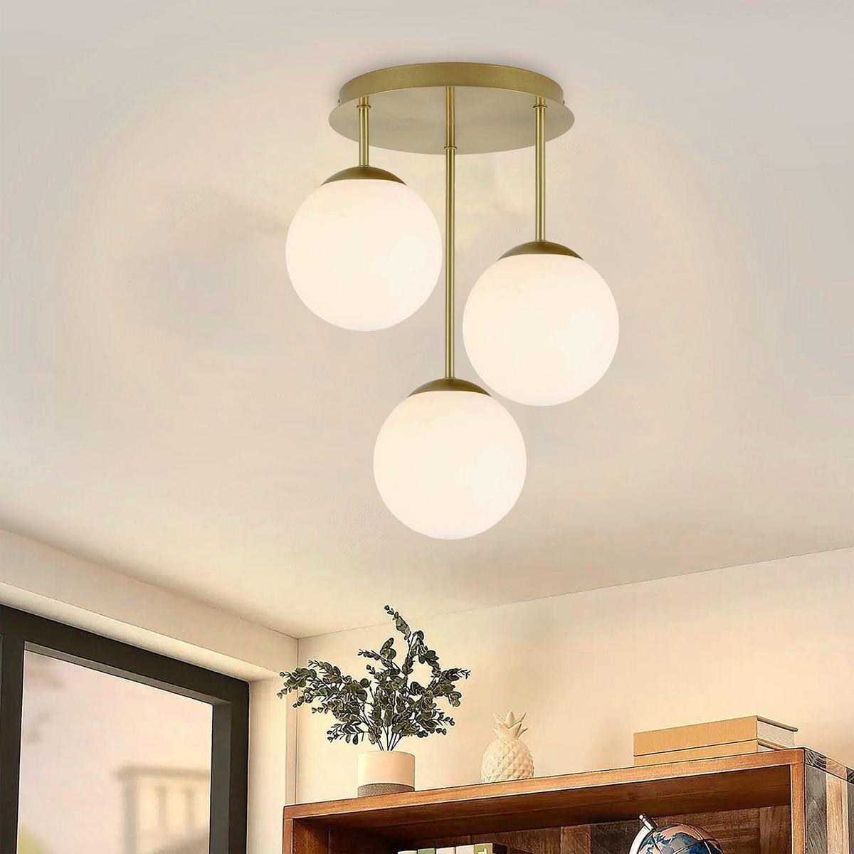 LAMPA WISZĄCA MADLEEN - biały/kolor złoty, Trend, metal/szkło (34,5/41,5cm) - Novel