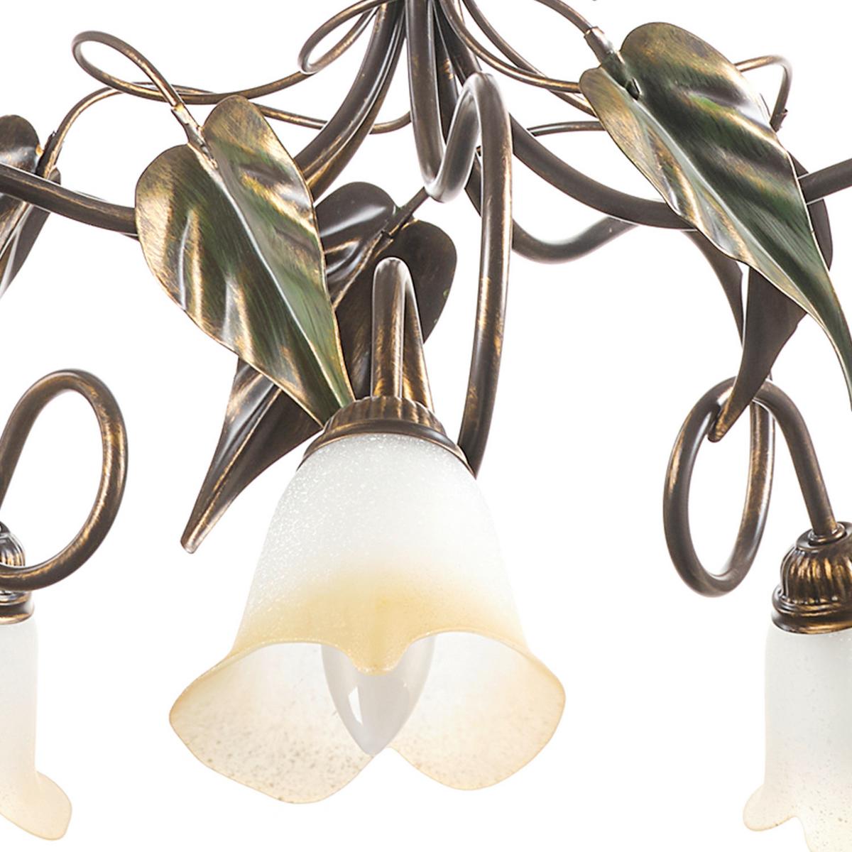 Kronleuchter Miranda Bronze/Olivgün max. 6 Watt - Bronzefarben/Olivgrün, KONVENTIONELL, Glas/Metall (90/130cm)