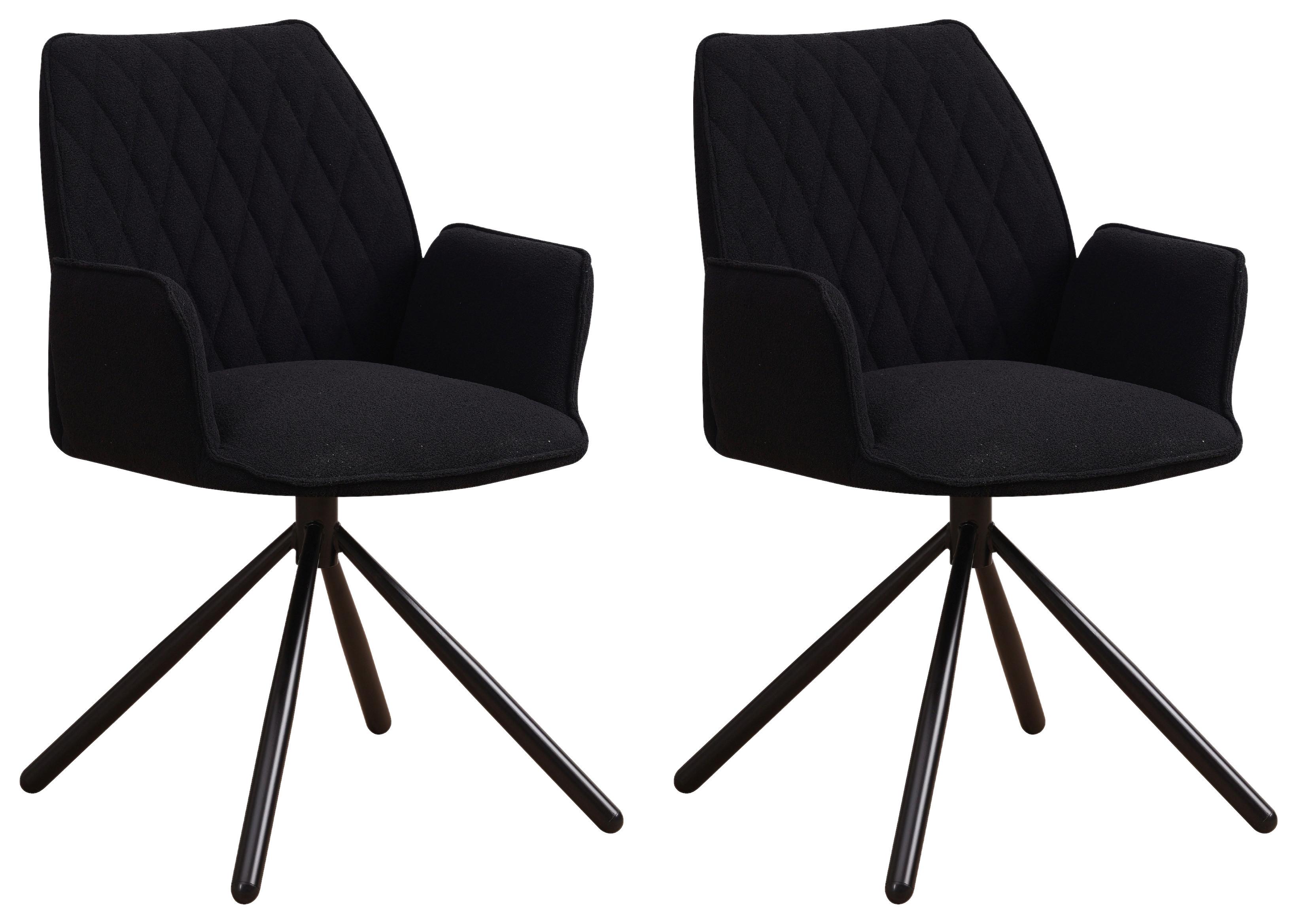 Armlehnstuhl-Set Reims ca. 56x97 cm 2er Set Schwarz - Schwarz, Design, Textil/Metall (56/97/52,5cm) - MID.YOU