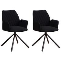 Armlehnstuhl-Set Reims ca. 56x97 cm 2er Set Schwarz - Schwarz, Design, Textil/Metall (56/97/52,5cm) - MID.YOU
