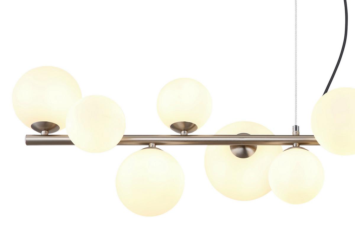 Viseča Led-svetilka Riha, S Sijalko - barve niklja/opal, Design, kovina/umetna masa (120/34,5cm) - Globo
