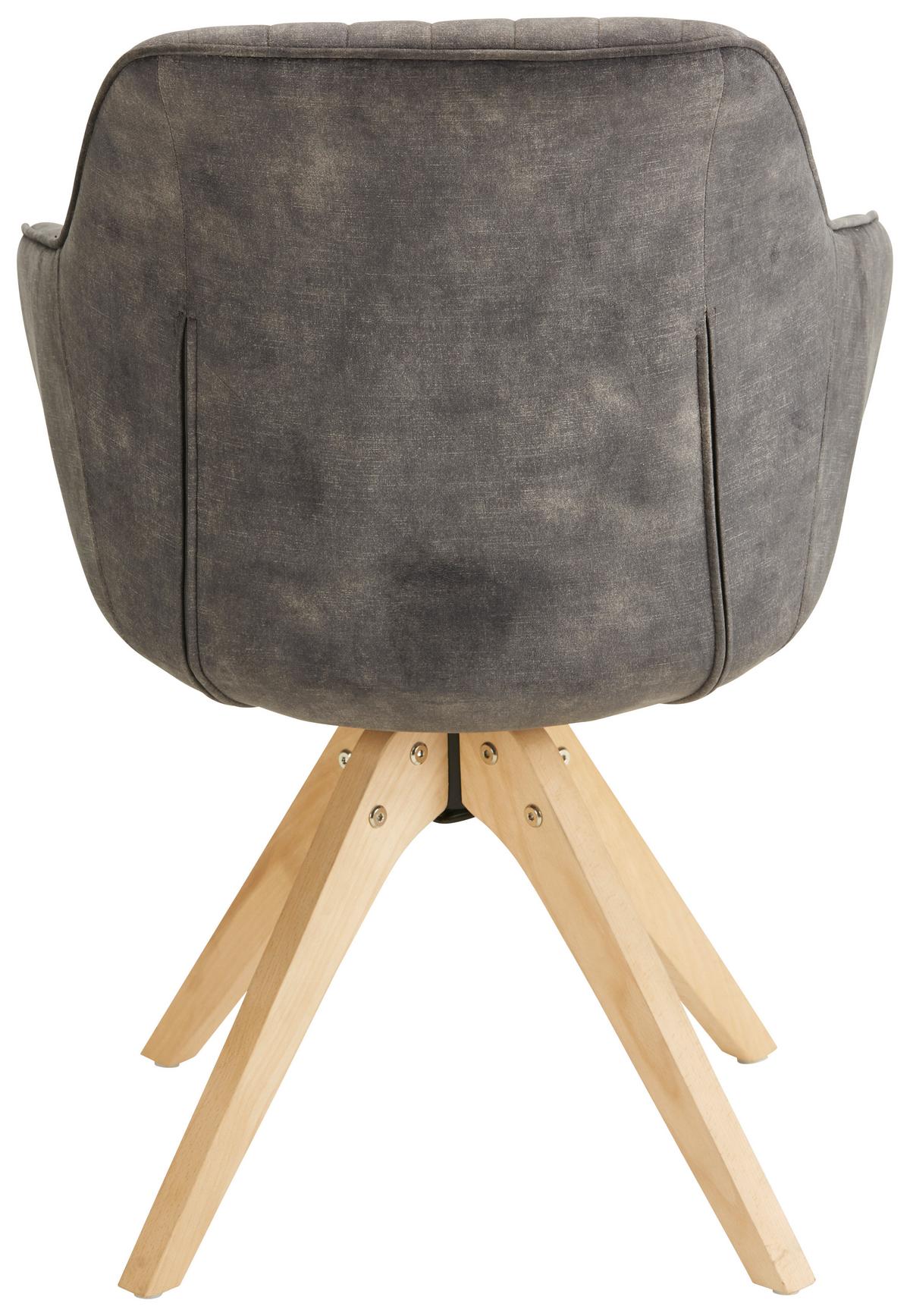Scaun cu brate RELAX - maro/gri-maro, Modern, lemn/textil (60/61/82cm) - Mömax