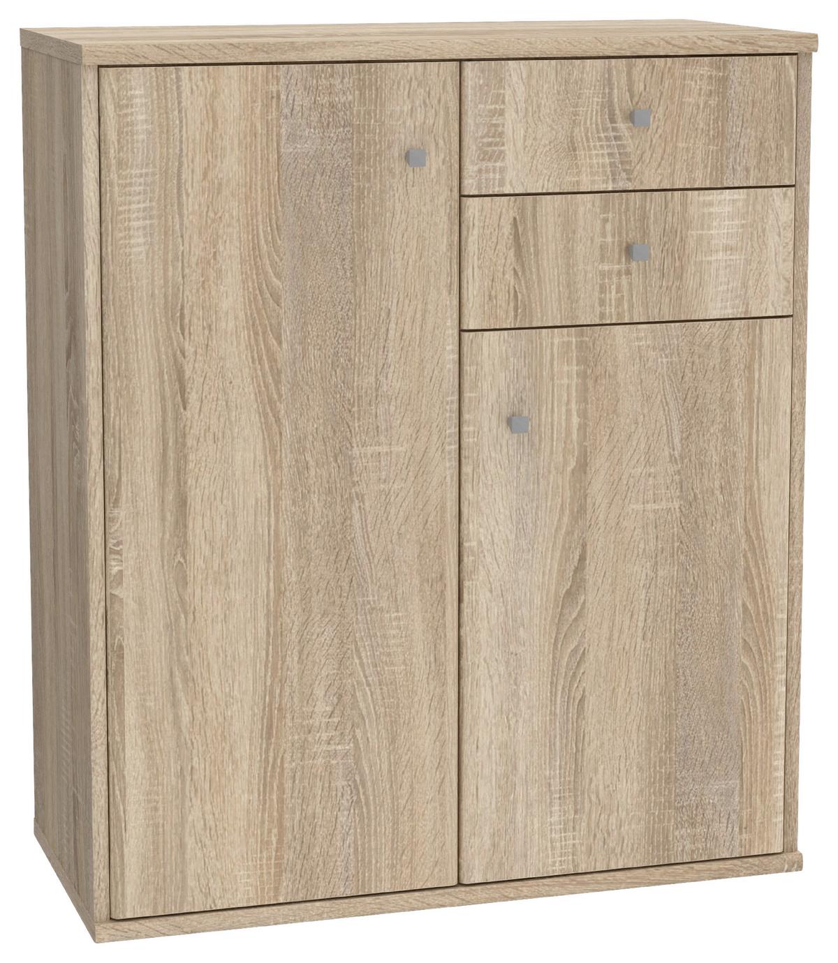Komoda Tempra 2, Barva Hrasta - barve aluminija/hrast sonoma, Design, umetna masa/leseni material (73,7/85,5/34,8cm)