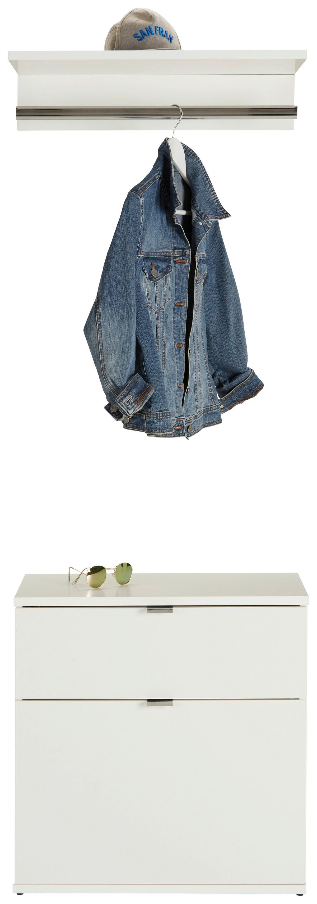 Schuhschrank in Weiß - Weiss Hochglanz/Chromfarben, Modern, Holzwerkstoff/Metall (61/62+3+14/34cm) - Mömax