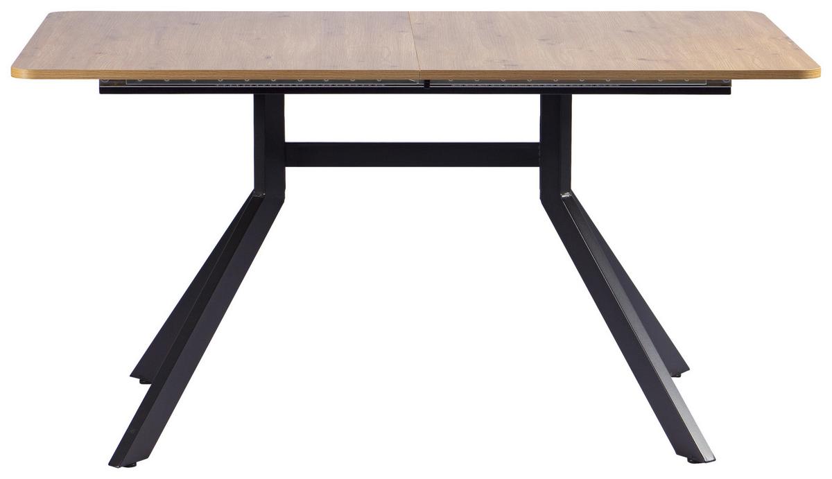 Raztegljiva Miza Jax, Barva Hrasta, Črna, 150-190x90 - črna/hrast artisan, Moderno, kovina/leseni material (150-190/90/76cm) - Livetastic