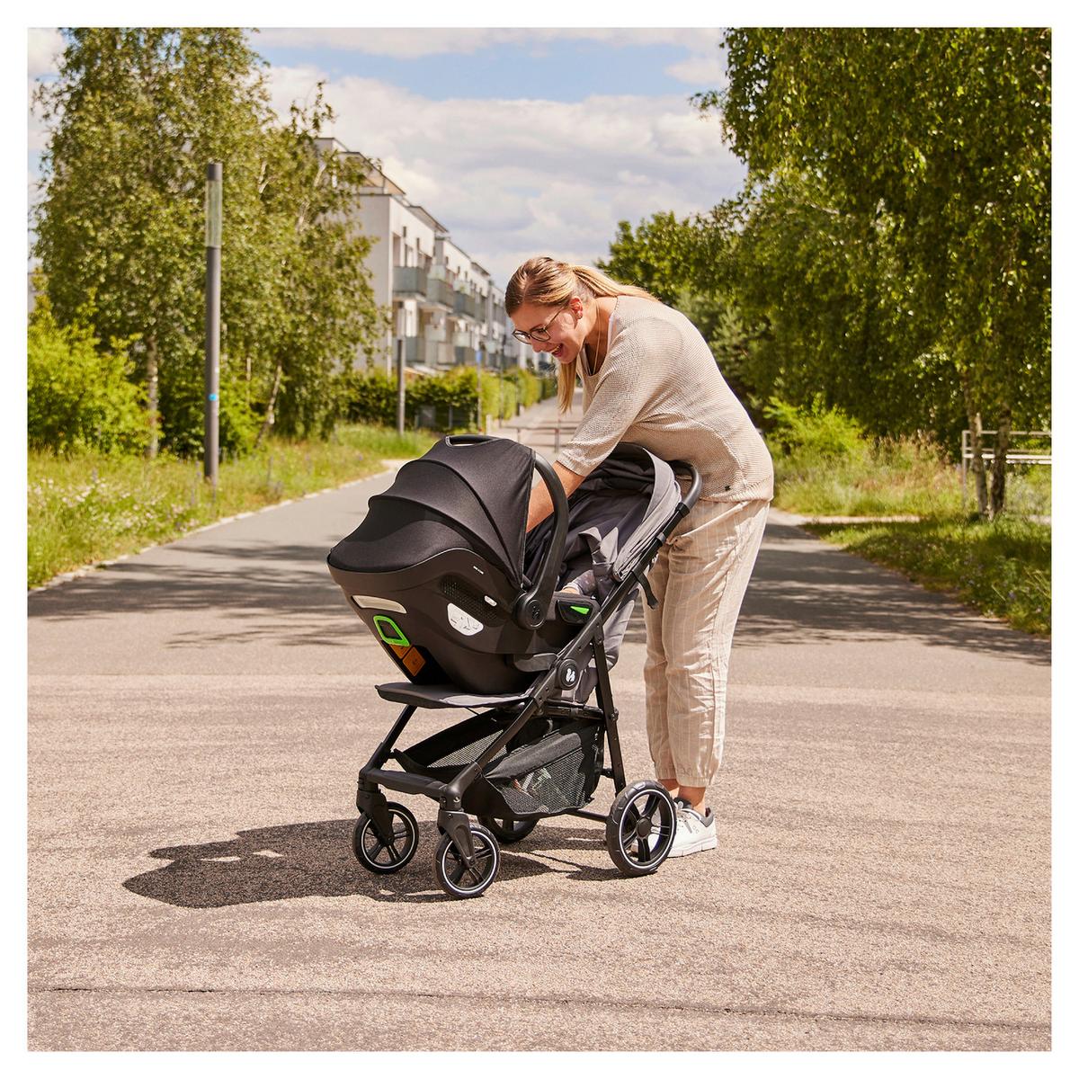 WÓZEK DZIECIĘCY - ZESTAW SHOP N CARE TRIO SET - czarny/szary, Basics, tworzywo sztuczne/metal (52/110/91cm) - Hauck