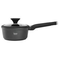 Stielkasserolle Black Line in Schwarz Ø ca. 18cm - Klar/Schwarz, KONVENTIONELL, Glas/Kunststoff (18/8,5cm) - Gourmesto