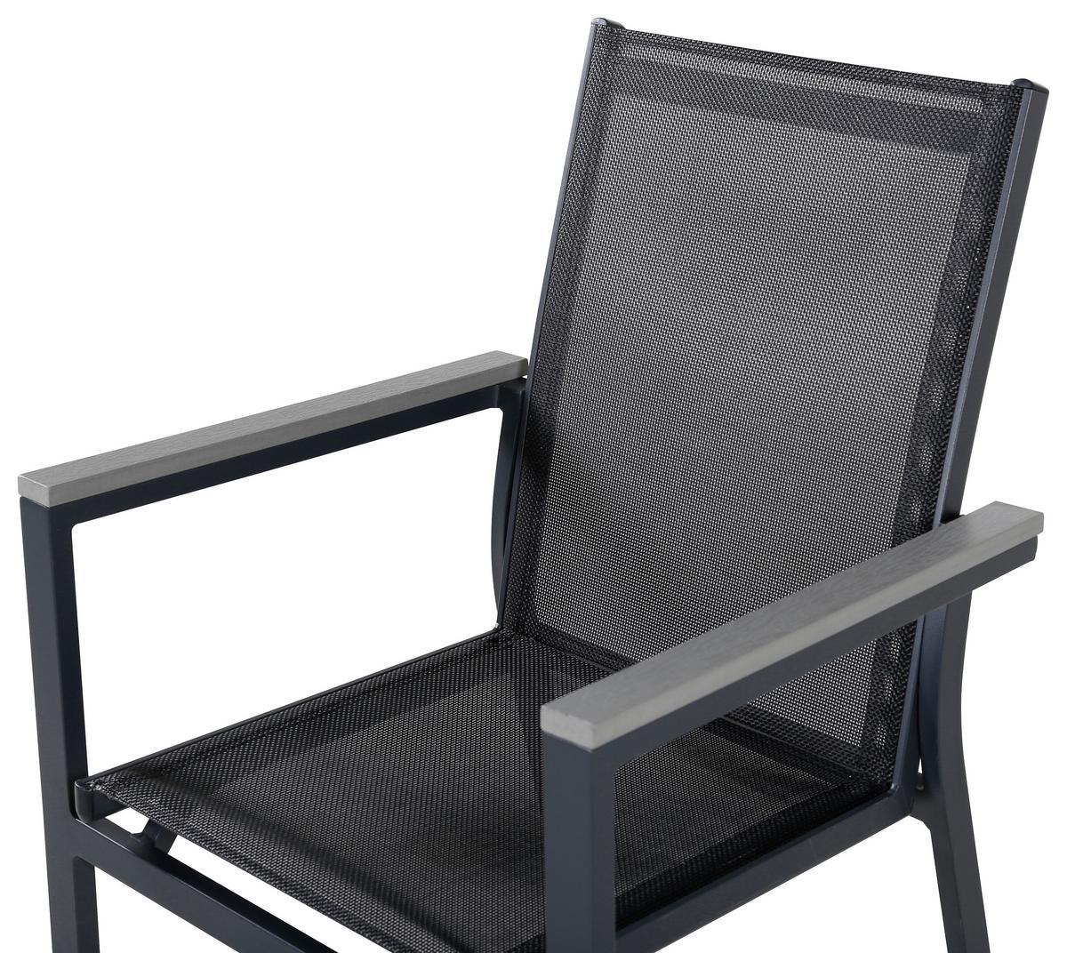 GARTENSTUHL-SET PARMA - Schwarz, KONVENTIONELL, Textil/Metall (57/90/59cm) - Gardenson