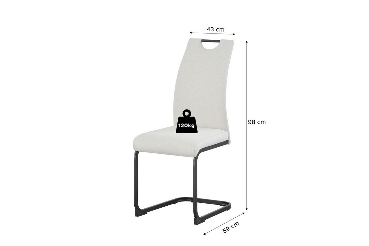 Set Nihajnih Stolov Hanna, Krem Barva, 2 Kos - črna/krem barve, Moderno, kovina/tekstil (43/98/59cm) - MID.YOU