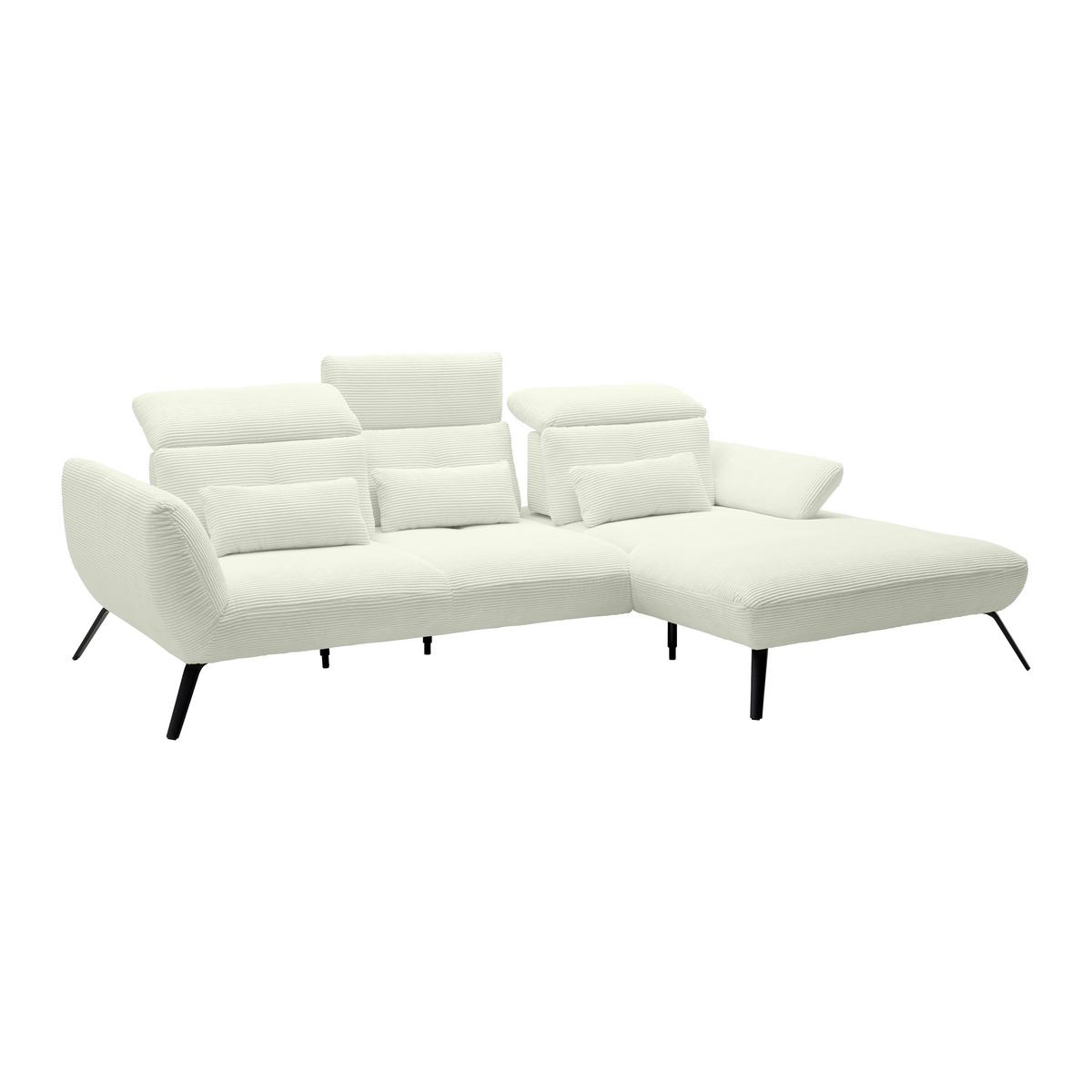Wohnlandschaft Seattle Creme - Creme/Schwarz, MODERN, Holzwerkstoff/Textil (301/196cm) - Premium Living